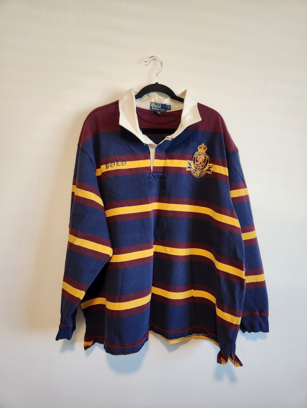 Polo Ralph Lauren Mens Striped Long Sleeve Rugby Shirt Crest 8 Size 5XL BIG
